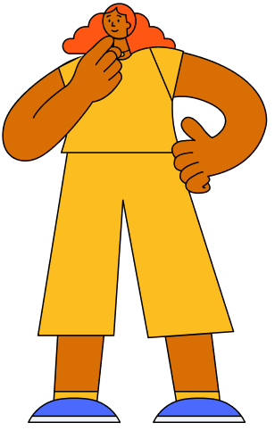 Cartoon charater with curly hair